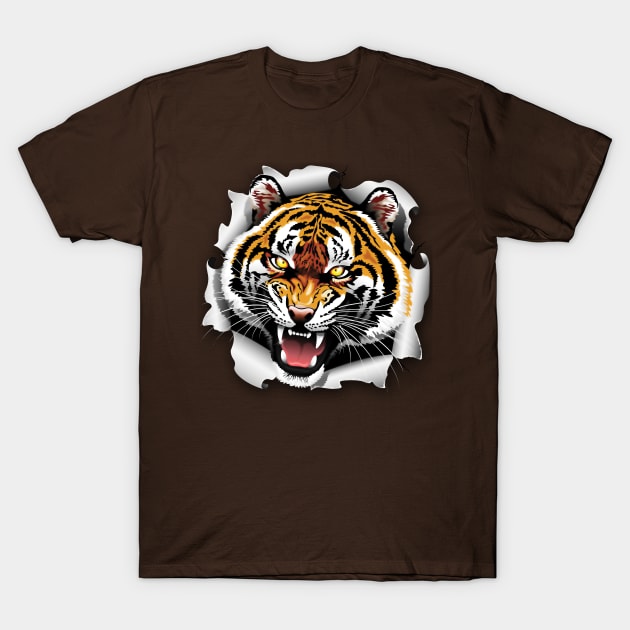 Tiger Roar coming out from Tee! T-Shirt by BluedarkArt